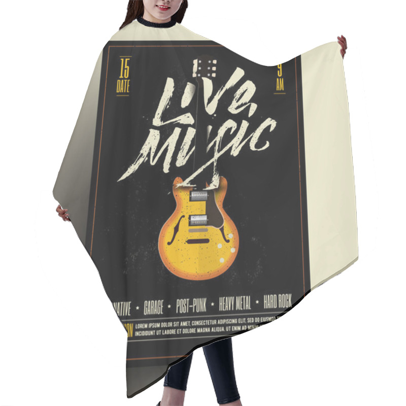 Personality  Vintage Styled Retro Live Rock Music Party Or Event Poster, Flyer, Banner. Vector Template. Vector Illustration. Hair Cutting Cape