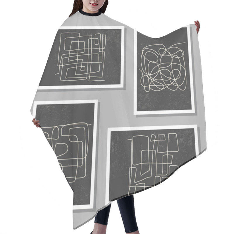 Personality  Trendy Set Of Abstract Aesthetic Creative Minimalist Hand Drawn Composition Hair Cutting Cape