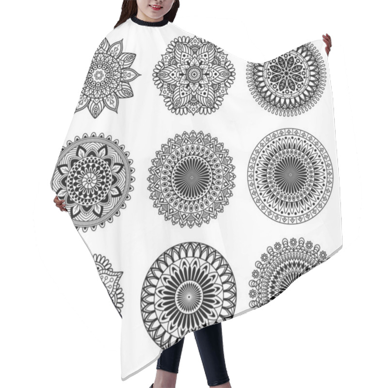 Personality  Set Of Mandala Shape On White Background, Vector Illustration Hair Cutting Cape