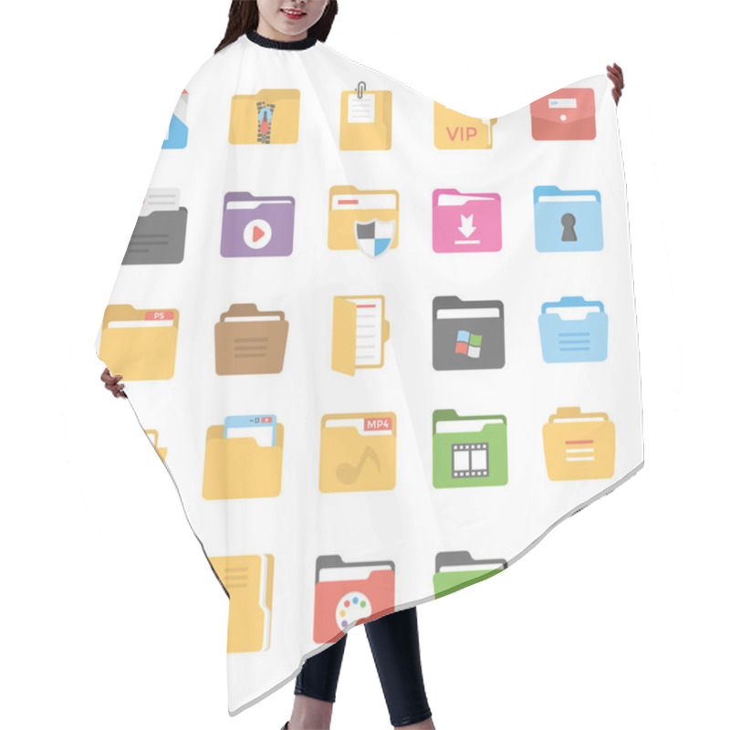 Personality  Files And Folders Flat Icons Hair Cutting Cape