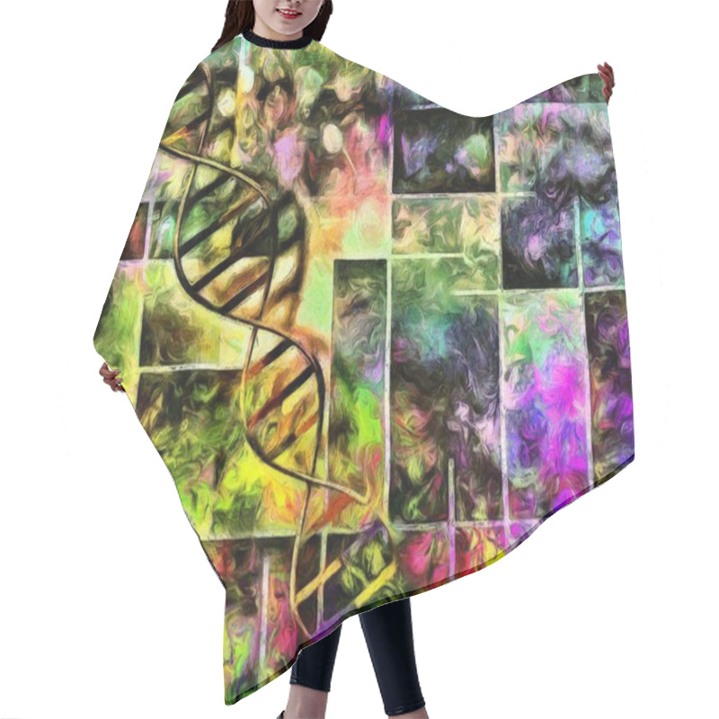 Personality  Abstract Painting. DNA Chain On A Modern Background. Mondrian Style. Hair Cutting Cape