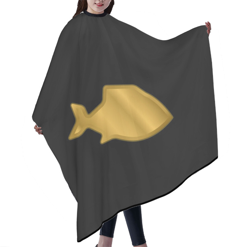 Personality  Big Fish Gold Plated Metalic Icon Or Logo Vector Hair Cutting Cape