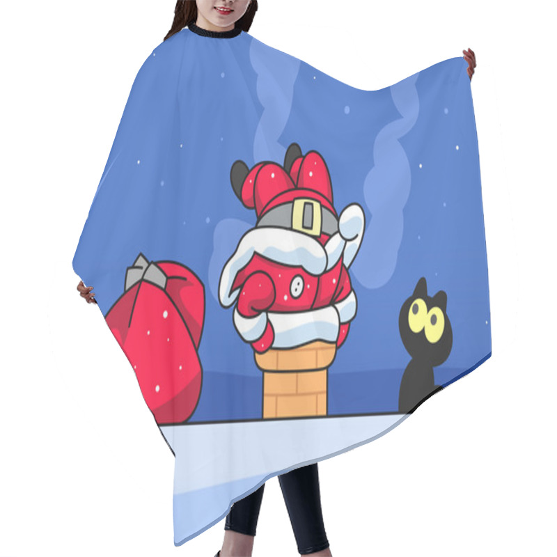 Personality  Santa Stuck On A Chimney Hair Cutting Cape