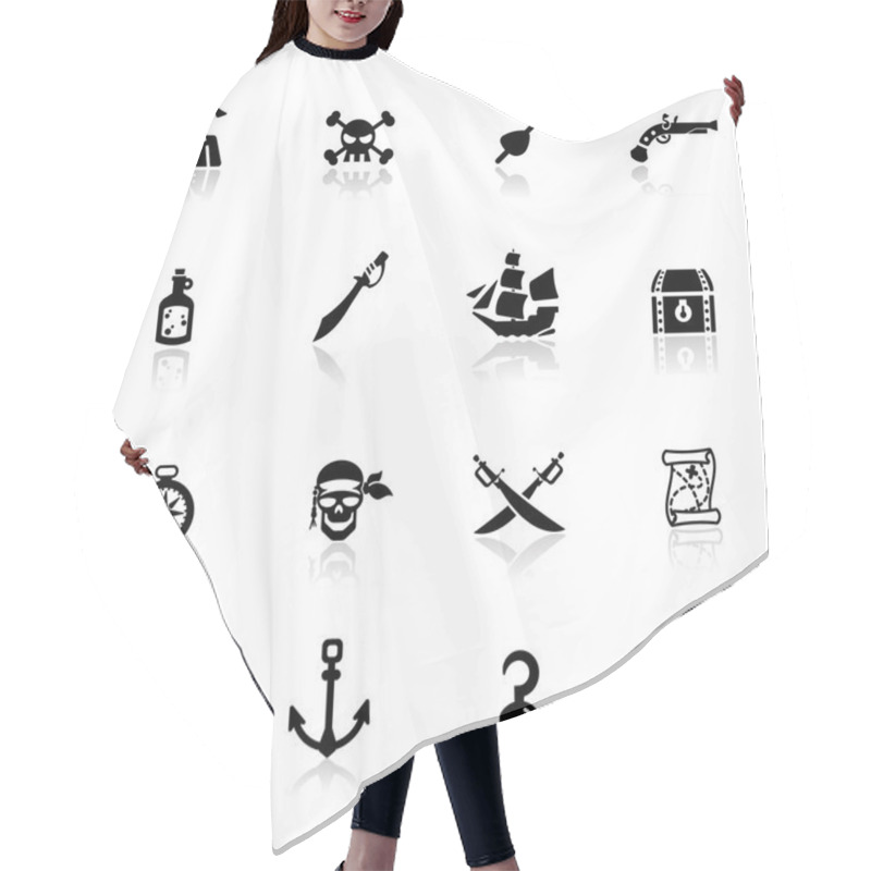 Personality  Icons Set Pirates Hair Cutting Cape