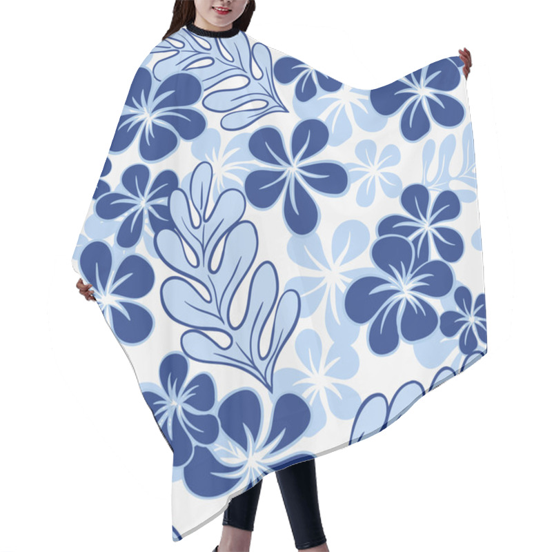 Personality  Vector Blue Tropical Flowers Seamless Pattern Hair Cutting Cape