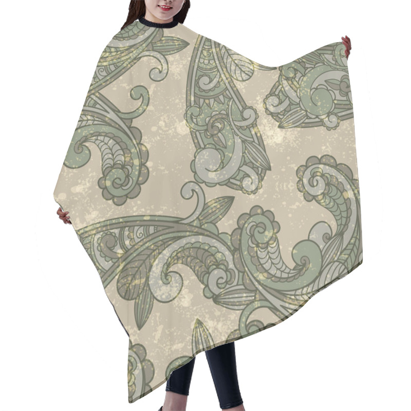 Personality  Vector Seamless Paisley Pattern On Grungy Background Hair Cutting Cape