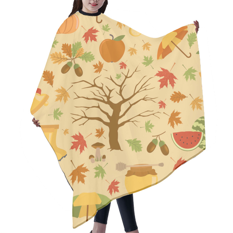 Personality  Autumn Seamless Pattern. Halloween And Thanksgiving Day. Flat De Hair Cutting Cape