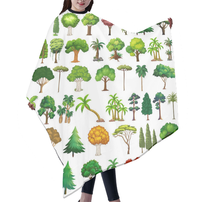 Personality  Set Of Variety Plants And Trees Illustration Hair Cutting Cape