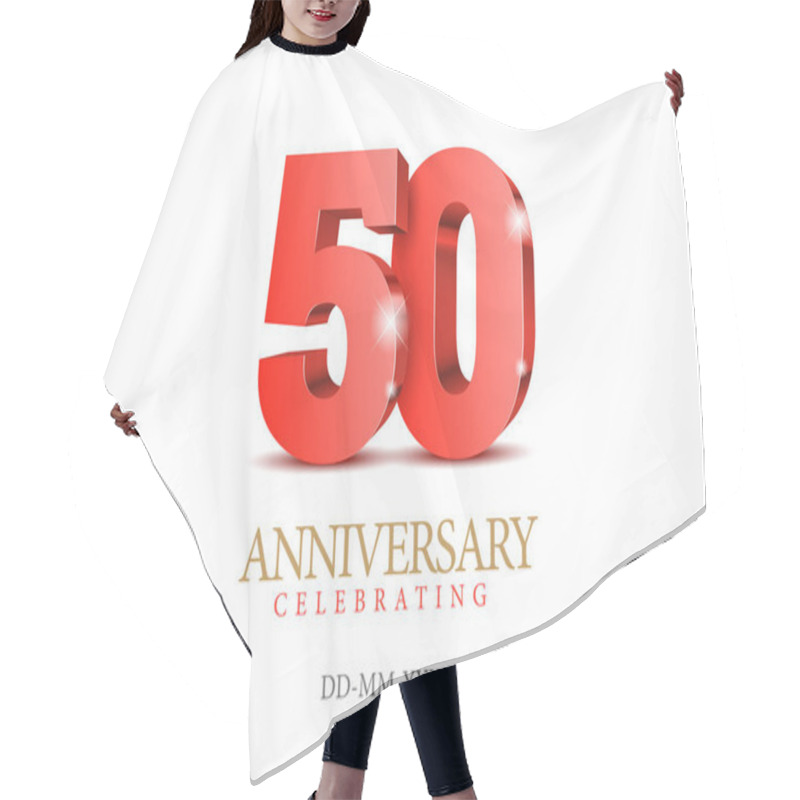 Personality  Anniversary 50. Red 3d Numbers. Hair Cutting Cape