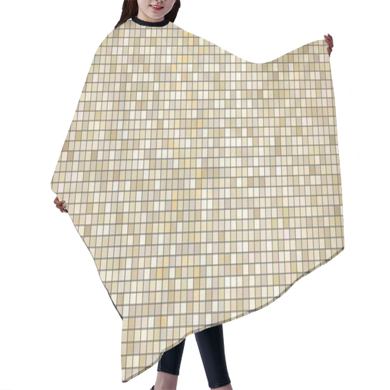 Personality  Beige Abstract Mosaic Background - Illustration, Mosaic Grunge Beige Background, Squares Of Light And Dark Yellow Color, Beige Shapes Of Mosaic Style Hair Cutting Cape