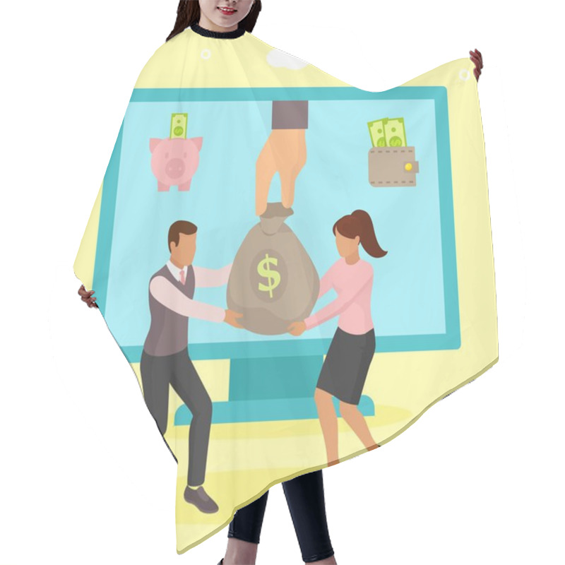 Personality  Financial Profit, Incoming Money From Computer Online Business Concept Vector Illustration. Hair Cutting Cape