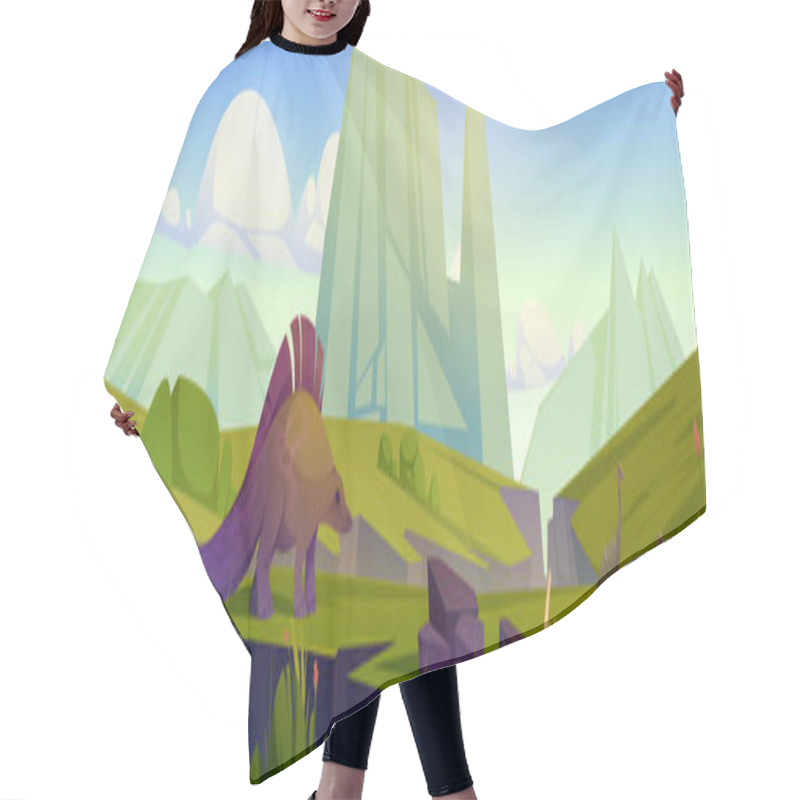 Personality  Prehistoric Landscape With Dinosaurs And Mountains Hair Cutting Cape