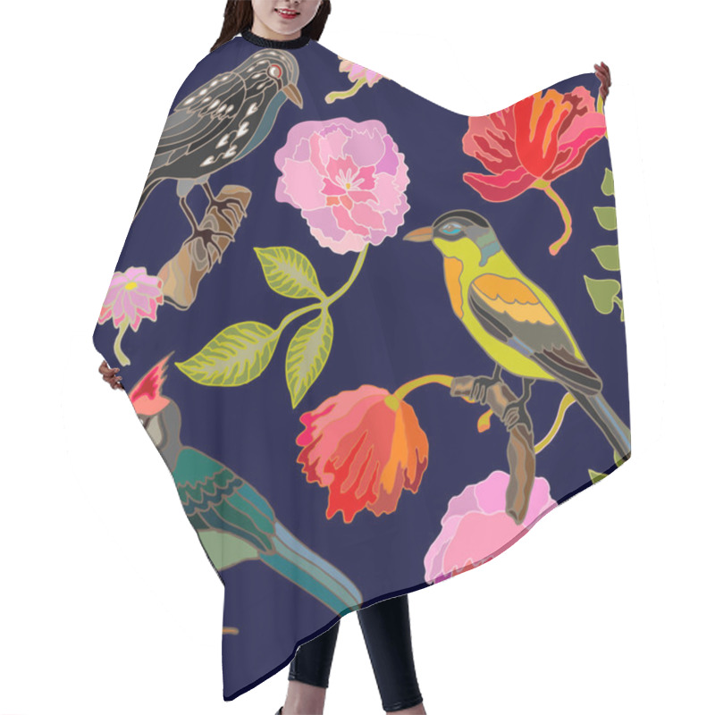 Personality  Japanese Garden. Seamless Oriental Pattern With Victorian Motifs.  Hair Cutting Cape