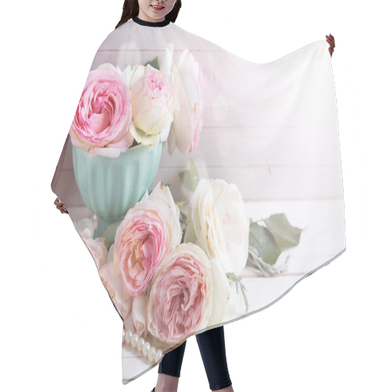 Personality  Sweet Pink Roses Flowers Hair Cutting Cape