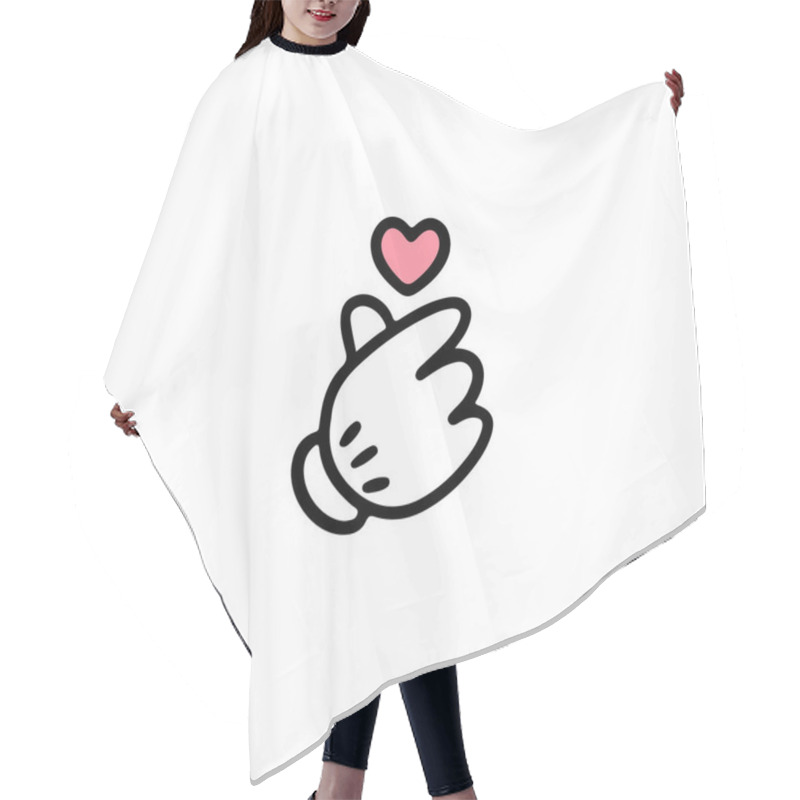 Personality  Korea Finger Heart. Mini Heart Icon. Finger Love Symbol. Happy Valentines Day. I Love You Hand Gesture. Vector Illustration In Vintage Cartoon Style Isolated On White Background. Hair Cutting Cape