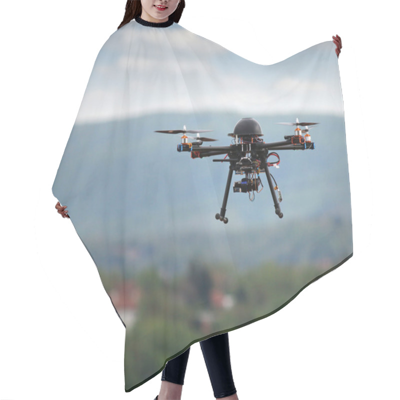 Personality  Flying Drone With Camera On The Sky  Hair Cutting Cape