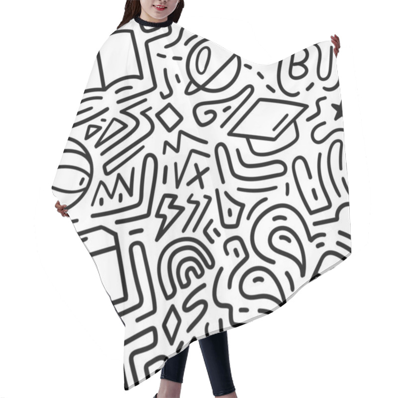 Personality  Education, Back To School Doodle Pattern Seamless. Vector Illustration Hair Cutting Cape