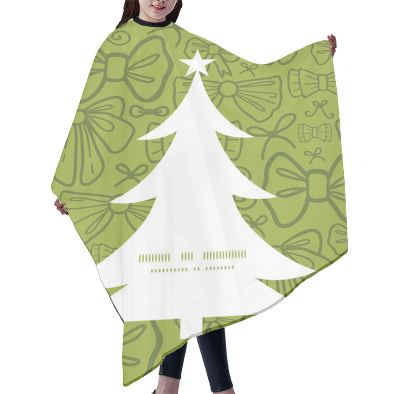 Personality  Vector Green Bows Christmas Tree Silhouette Pattern Frame Card Template Hair Cutting Cape