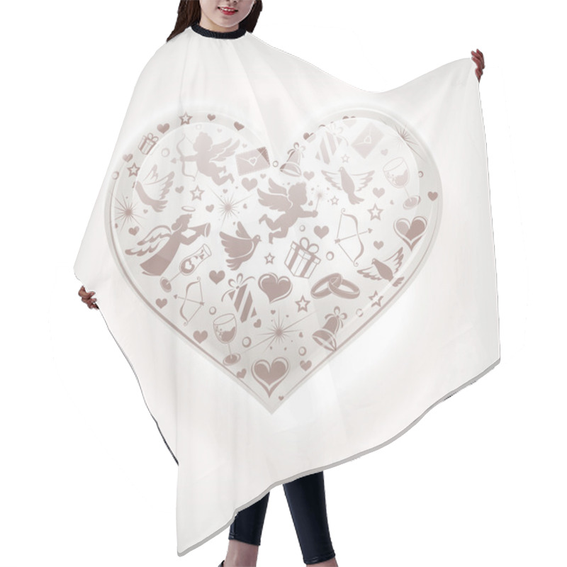 Personality  Heart Of Glass With Set Of Icons Hair Cutting Cape