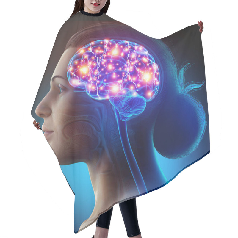 Personality  3d Rendered, Medically Accurate Illustration Of A Female Active Brain Hair Cutting Cape