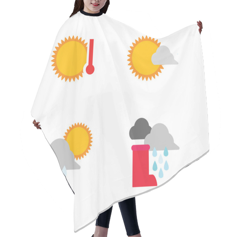 Personality  Set Of Weather Icons Hair Cutting Cape