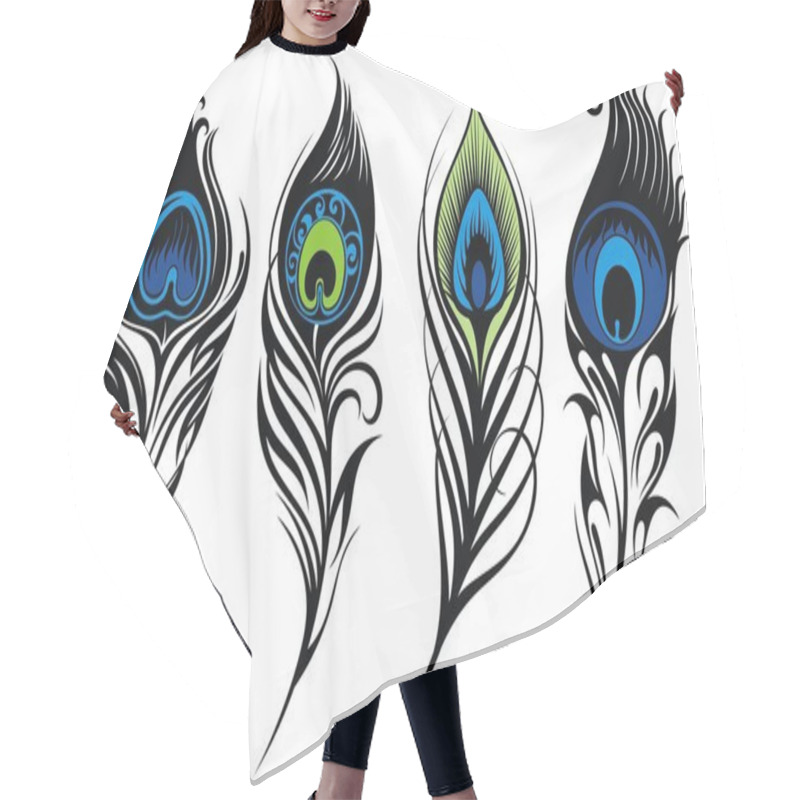 Personality  Stylized, Vector Peacock Feathers Hair Cutting Cape