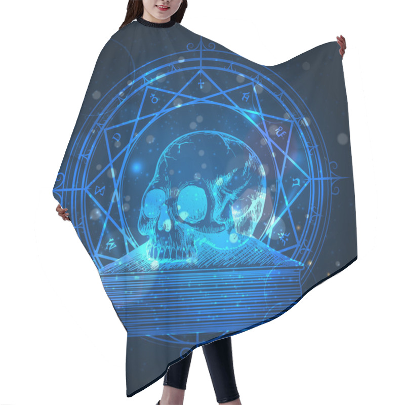 Personality  Skull And Book On Shining Background Hair Cutting Cape