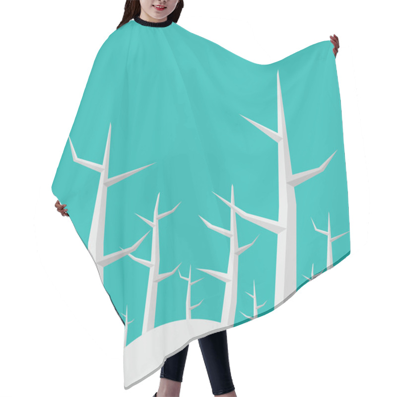 Personality  Geometric White Trees Without Leaves Hair Cutting Cape