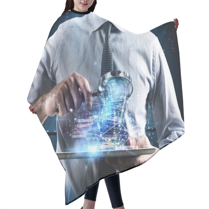 Personality  Man Looking  With  Magnifying Glass Hair Cutting Cape