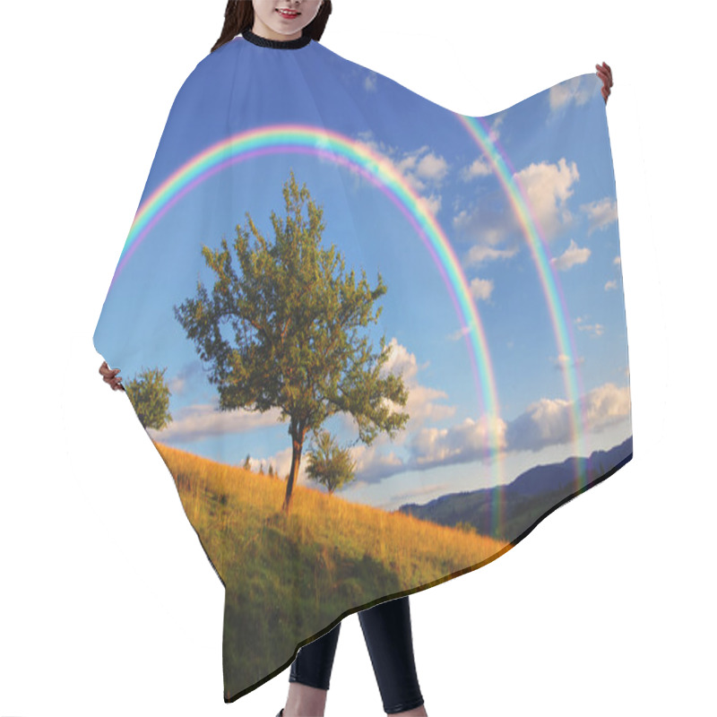 Personality  Rainbow Over Tree Hair Cutting Cape