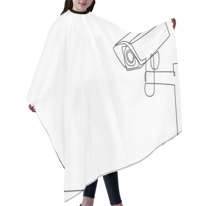 Personality  Single Continuous Line Drawing Of CCTV With A Box Shape Installed On The Side Of The Highway To Monitor Traffic Movements And Improve Security Systems. One Line Draw Graphic Design Vector Illustration Hair Cutting Cape