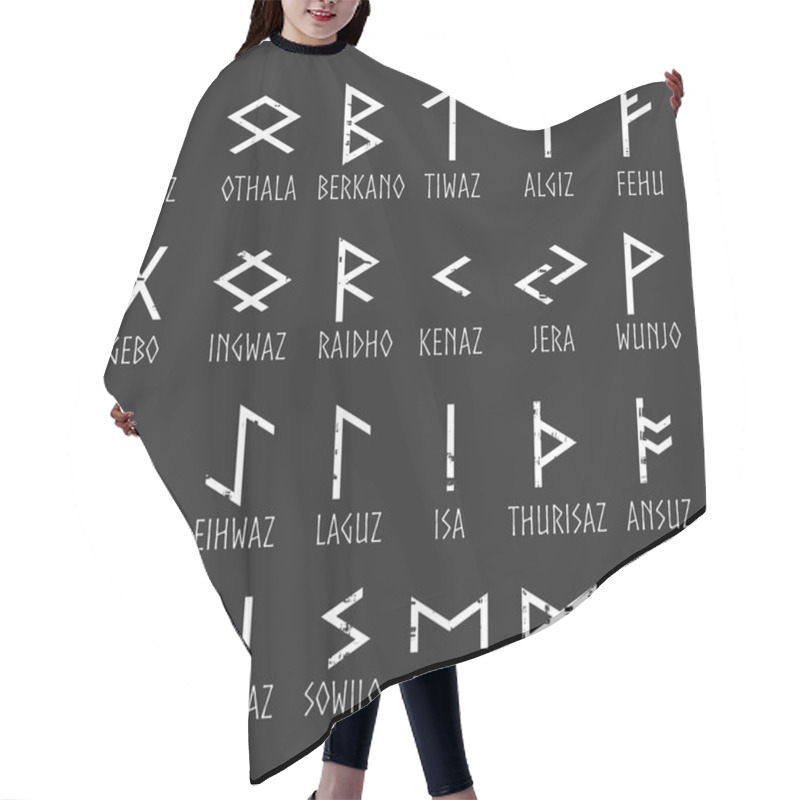 Personality  Set Of Elder Futhark Runes With Names Hair Cutting Cape