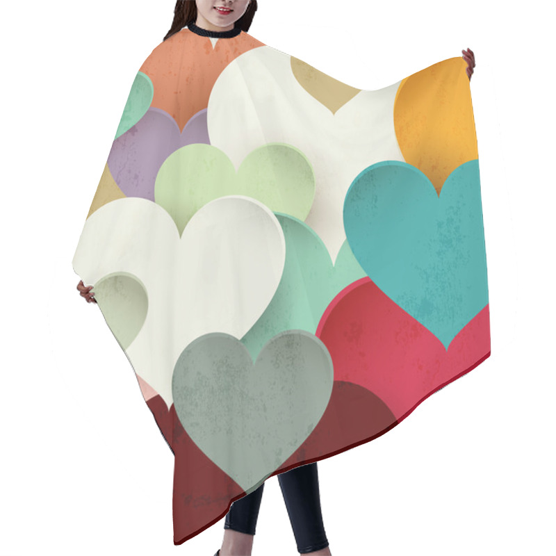 Personality  Vector Background With Hearts Hair Cutting Cape