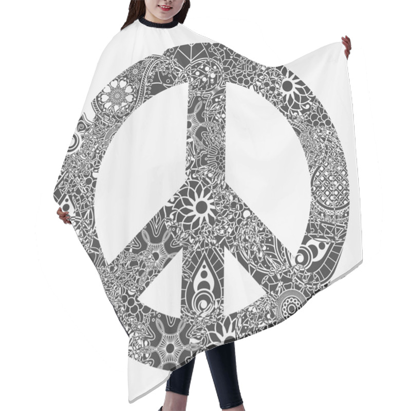 Personality  Peace Symbol, Round Pacifism Sign Hair Cutting Cape