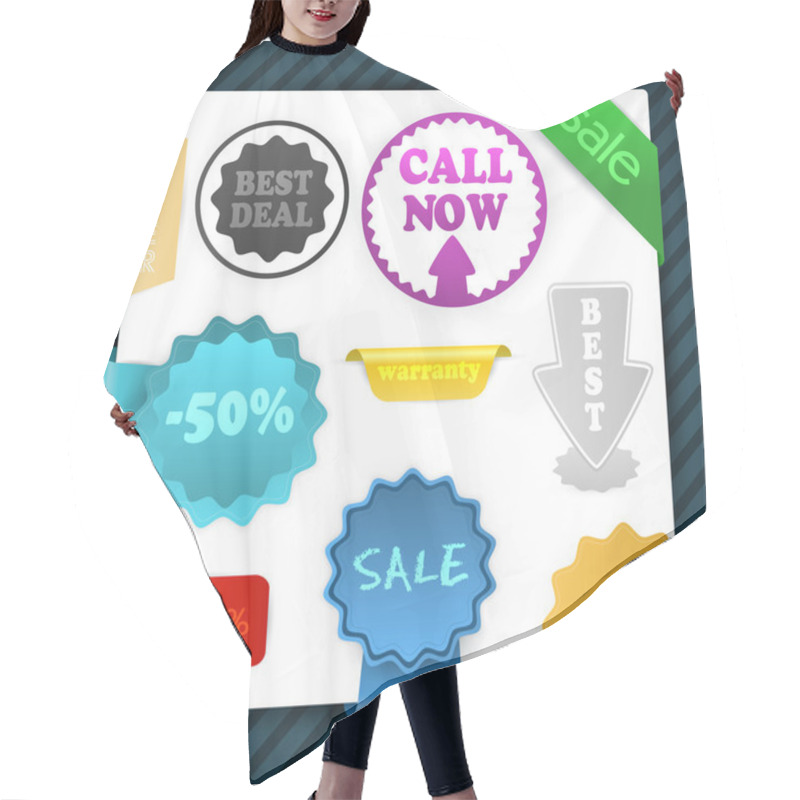 Personality  Set Of Vector Sale Signs, Labels, Badges, Stickers Hair Cutting Cape