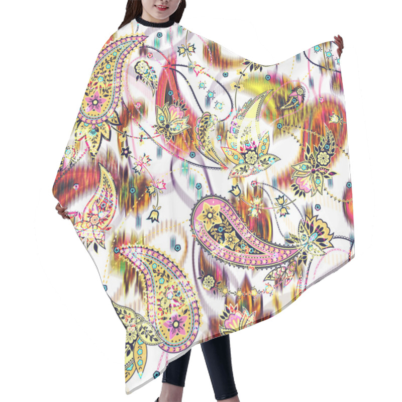 Personality  Seamless Artistic Graphical Oriental Paisley Pattern Hair Cutting Cape