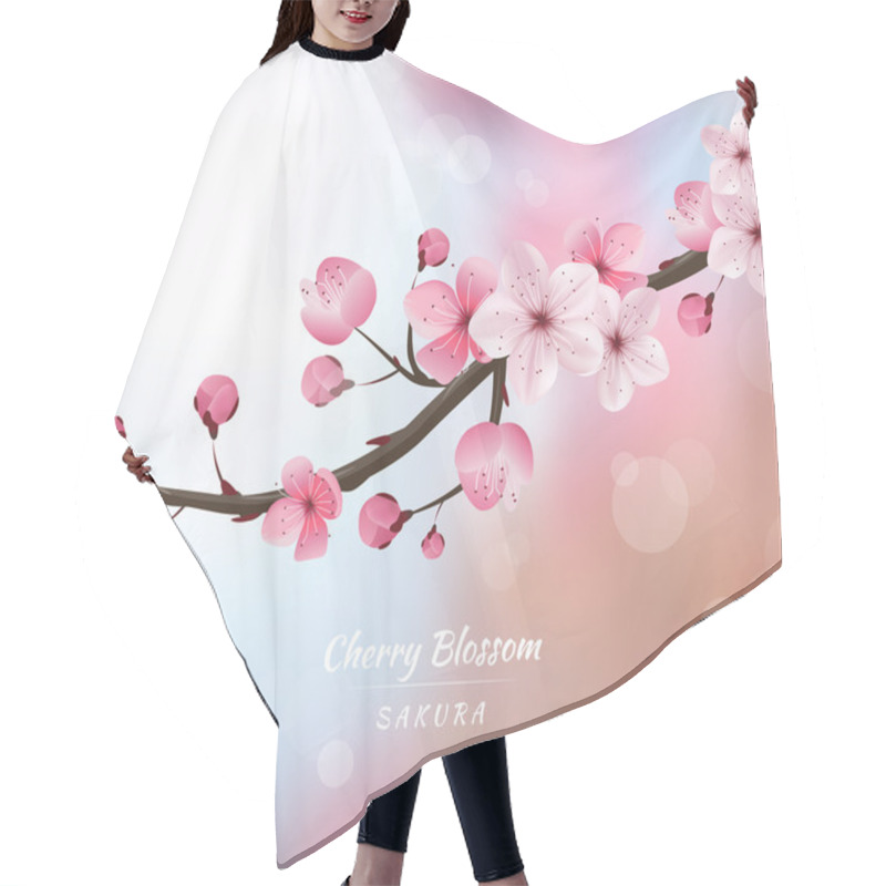 Personality  Cherry Blossom Realistic Vector, Blur Background Hair Cutting Cape