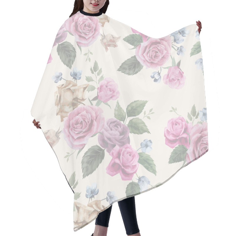 Personality  Floral Pattern With Pink Roses Hair Cutting Cape