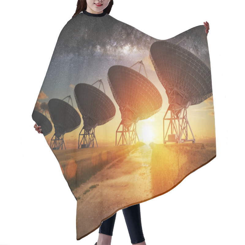 Personality  Satellite Dish View At Night Hair Cutting Cape