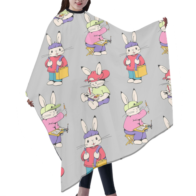 Personality  Bunnies Seamless Pattern Hair Cutting Cape