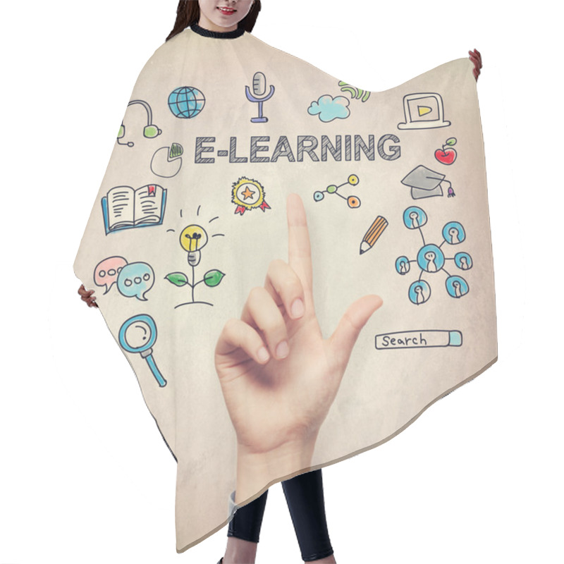 Personality  Hand Pointing At E-Leaning Concept Hair Cutting Cape