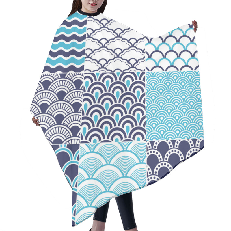 Personality  Seamless Ocean Wave Pattern Hair Cutting Cape