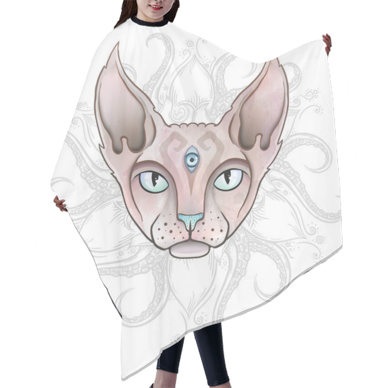 Personality  Abstract Mystical Sphinx Cat. Hair Cutting Cape