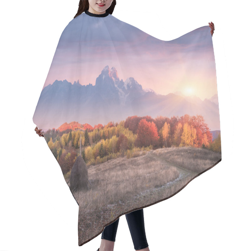 Personality  Beautiful Autumn Landscape In The Mountains With The Setting Sun Hair Cutting Cape