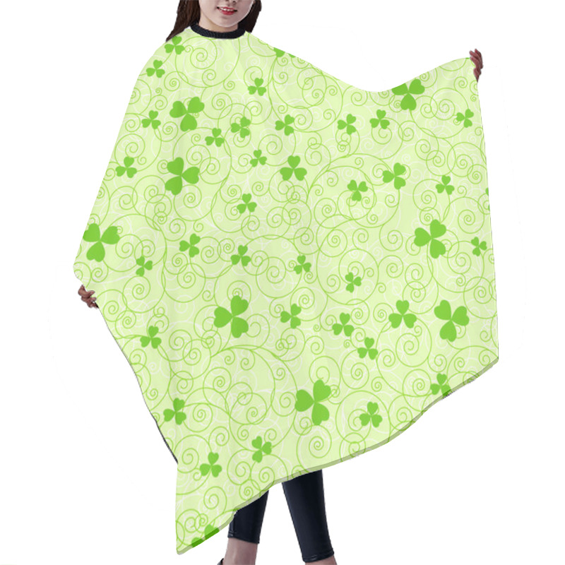 Personality  Green Spirals And Clover Backgrounds Hair Cutting Cape