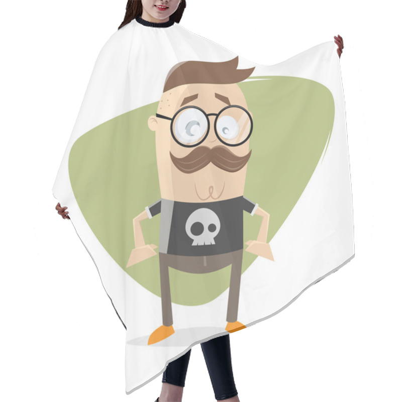 Personality  Funny Cartoon Hipster Illustration Hair Cutting Cape