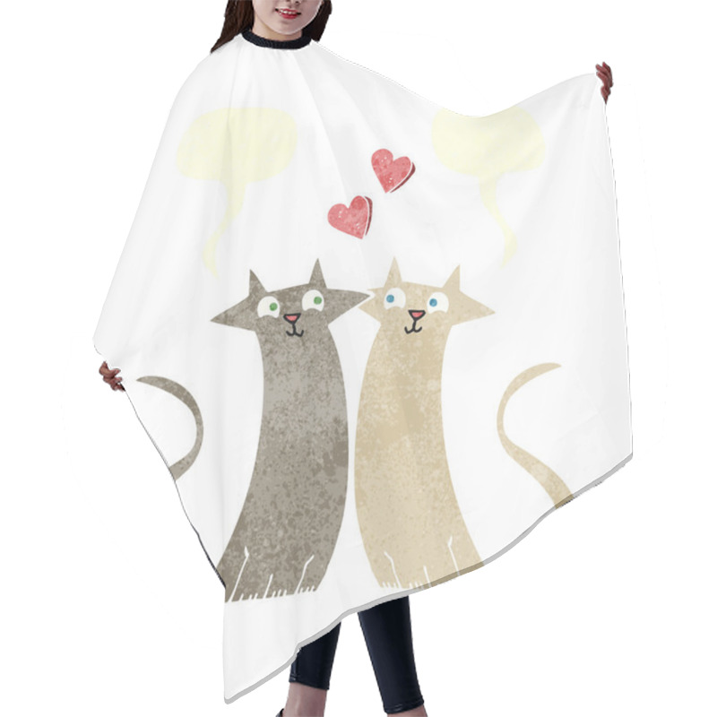 Personality  Freehand Retro Cartoon Cats In  Hair Cutting Cape