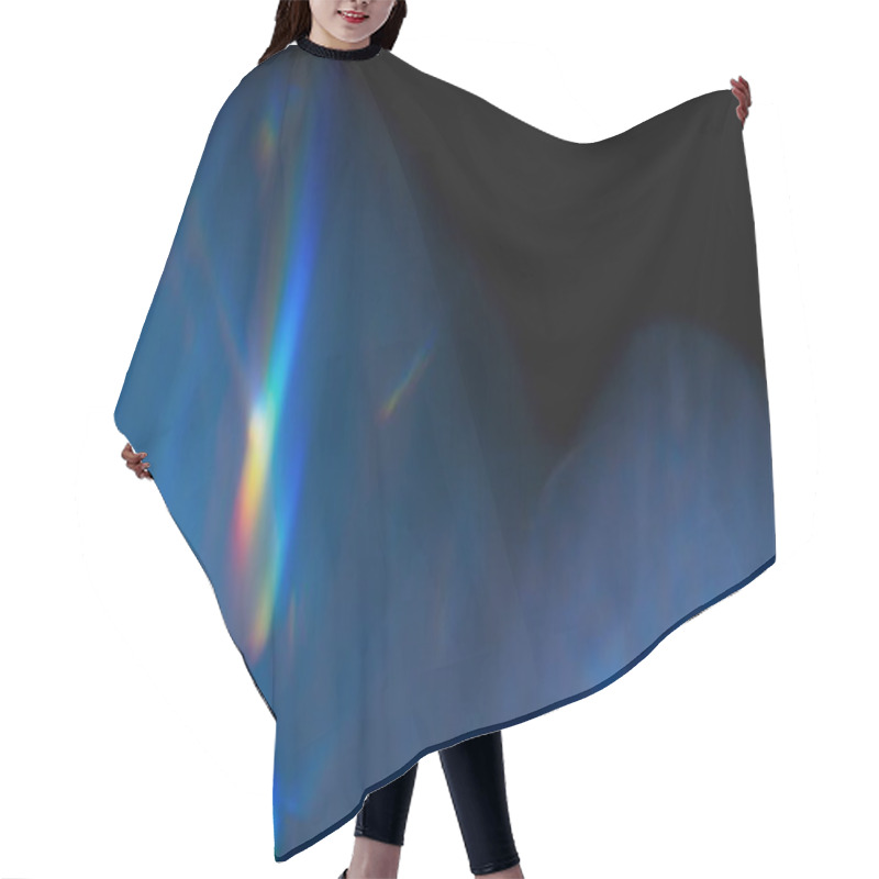 Personality  Blue Light Flare Prism Rainbow Light Flares Overlay On Black Background Hair Cutting Cape