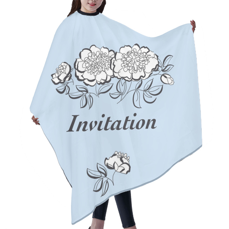 Personality  White Peony Floral Sketch. Spring Flower Vector Illustration. Bl Hair Cutting Cape