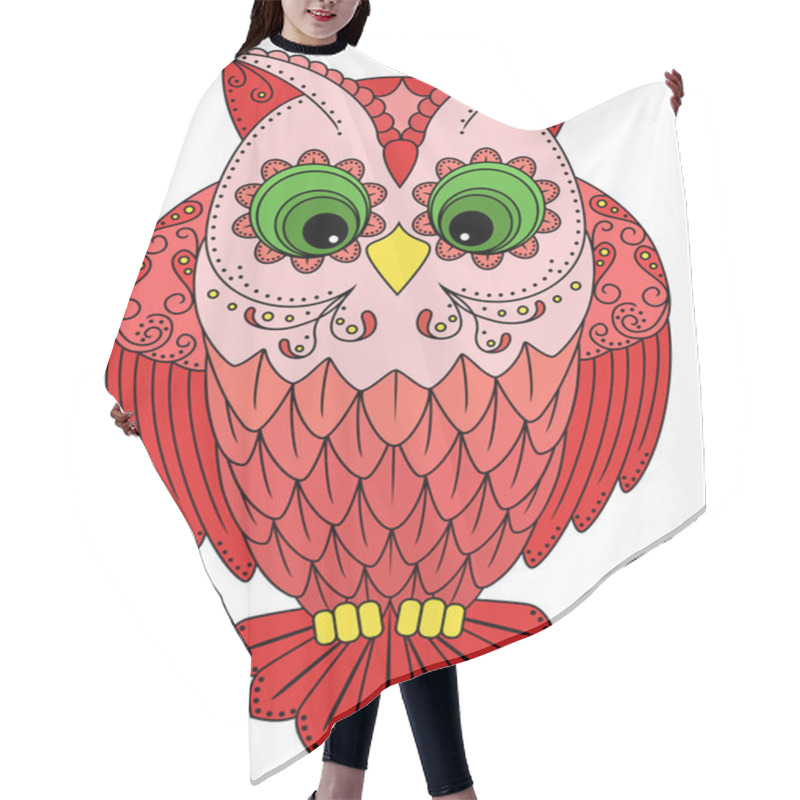 Personality  Colourful Big Red Owl Hair Cutting Cape